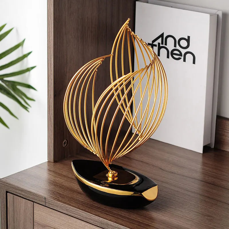 Minimalist Ceramic Metal Sculpture Modern Office & Home Decor W5315