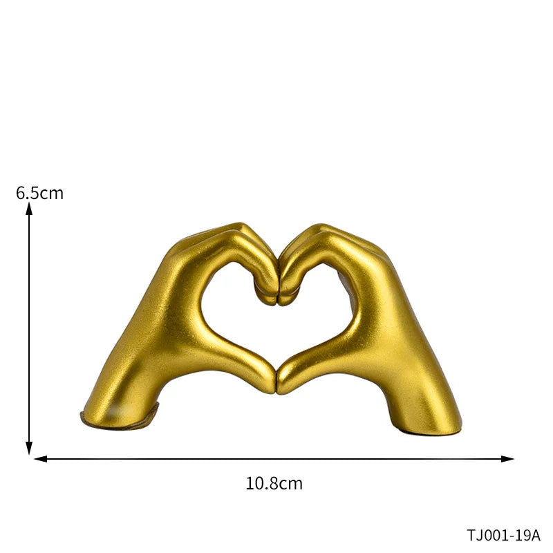 Resin Love Gesture Sculpture Nordic Desk Decoration Golden/White/Black