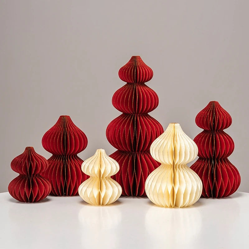 Red Gourd Honeycomb Balls Ornaments | Wedding Decor | Paper Material