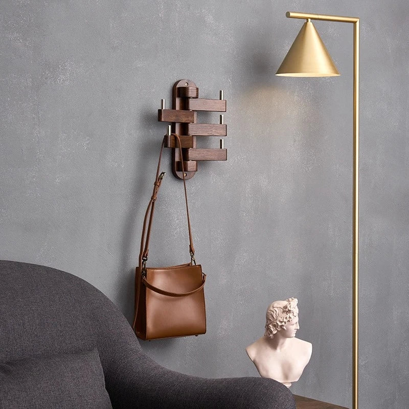 Solid Wood Coat Rack | Foldable Wall Hanger, Nordic Style, Oak Material