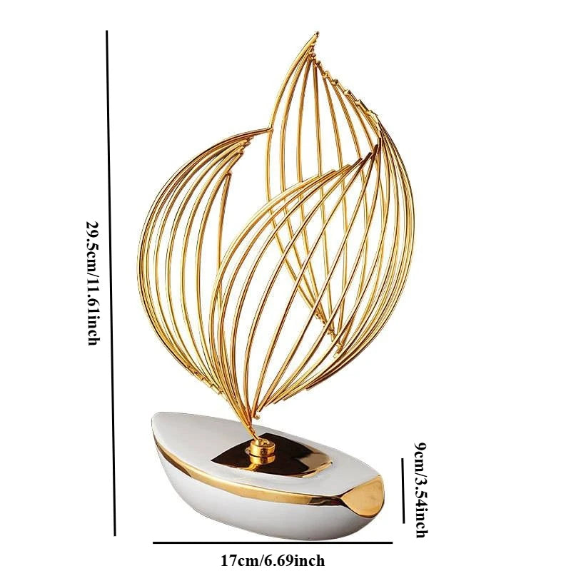 Minimalist Ceramic Metal Sculpture Modern Office & Home Decor W5315