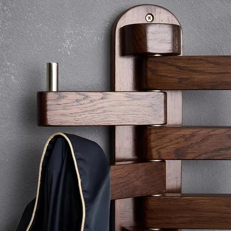 Solid Wood Coat Rack | Foldable Wall Hanger, Nordic Style, Oak Material
