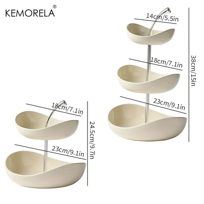 Ceramic Double  Layer / Triple-Layer Fruit Platter Ideal Kitchen Decor